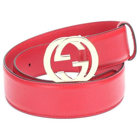 Interlocking G leather belt in red 